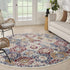 4' X 6' Navy Blue Damask Power Loom Distressed Area Rug